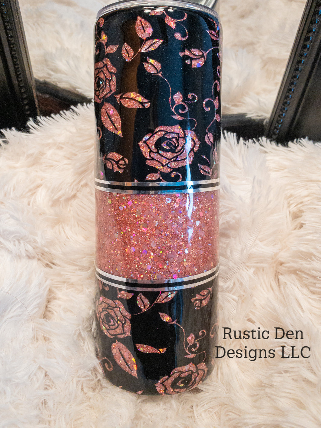 20oz glitter rose tumbler